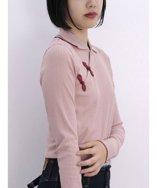 jouetie（ジュエティ）の「ロングスリーブチャイナポロ（Tシャツ/カットソー・レディース・ブラック/アイボリー/ピンク・MEDIUM）」の10枚目の写真