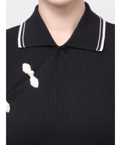 jouetie（ジュエティ）の「ロングスリーブチャイナポロ（Tシャツ/カットソー・レディース・ブラック/アイボリー/ピンク・MEDIUM）」の14枚目の写真