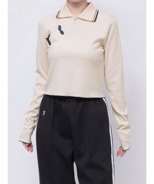 jouetie（ジュエティ）の「ロングスリーブチャイナポロ（Tシャツ/カットソー・レディース・ブラック/アイボリー/ピンク・MEDIUM）」の22枚目の写真