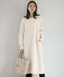 【SLOW/一部店舗限定】ニットトータル Vネック ワンピース
