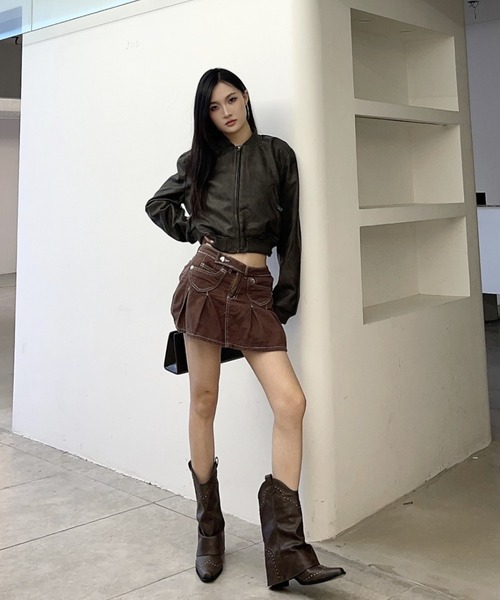 lilful（リルフル）の「スタッズアクセント ウエスタンショートブーツ（ブーツ・レディース・ブラック/ブラウン/ダークブラウン・M/L）」の7枚目の写真