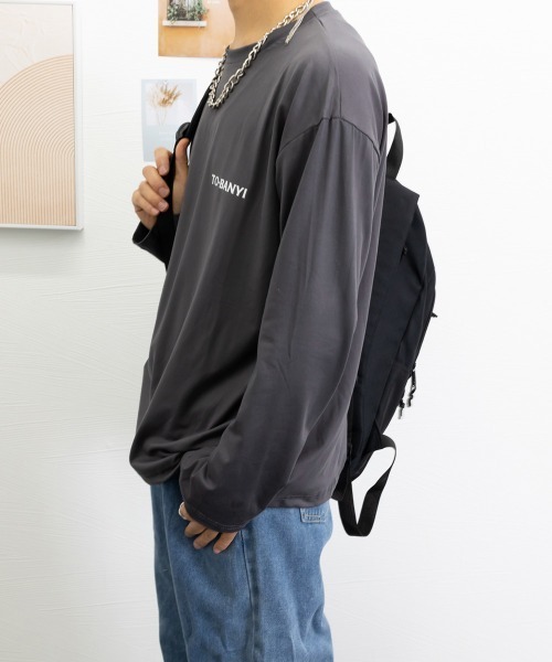 AsaAura(アサオーラ)の「メンズtシャツ 長袖 ロンTクールネック(Tシャツ/カットソー・メンズ・ブルー/ブラック/ピンク/ホワイト/ダークグレー・FREE)」の11枚目の写真