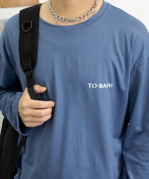 AsaAura(アサオーラ)の「メンズtシャツ 長袖 ロンTクールネック(Tシャツ/カットソー・メンズ・ブルー/ブラック/ピンク/ホワイト/ダークグレー・FREE)」の15枚目の写真