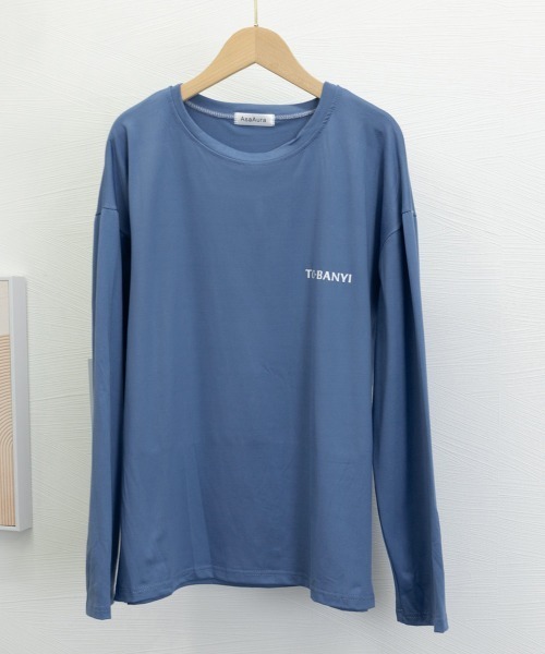 AsaAura(アサオーラ)の「メンズtシャツ 長袖 ロンTクールネック(Tシャツ/カットソー・メンズ・ブルー/ブラック/ピンク/ホワイト/ダークグレー・FREE)」の19枚目の写真