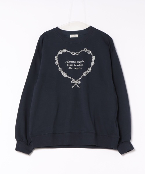 Ambre Neige(アンブルネージュ)の「heart logo ribbon sweat / ハートロゴリボンスウェット(スウェット・レディース・杢グレー/ネイビー・FREE)」の15枚目の写真