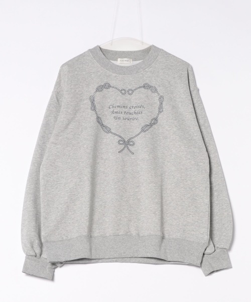 Ambre Neige(アンブルネージュ)の「heart logo ribbon sweat / ハートロゴリボンスウェット(スウェット・レディース・杢グレー/ネイビー・FREE)」の16枚目の写真