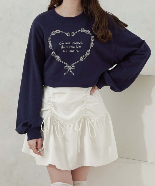 Ambre Neige(アンブルネージュ)の「heart logo ribbon sweat / ハートロゴリボンスウェット(スウェット・レディース・杢グレー/ネイビー・FREE)」の17枚目の写真