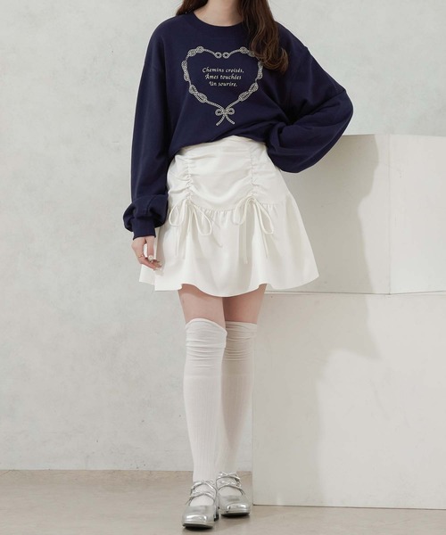 Ambre Neige(アンブルネージュ)の「heart logo ribbon sweat / ハートロゴリボンスウェット(スウェット・レディース・杢グレー/ネイビー・FREE)」の18枚目の写真