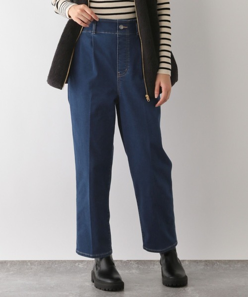 GLOBAL WORK Smile Seed Store(グローバルワーク スマイルシードストア)の「デニム起毛タックテーパードパンツ/115998(デニムパンツ・レディース・アイボリー/ブラック/ブルー/ライトブルー・SMALL/LARGE/MEDIUM/X-LARGE)」の4枚目の写真