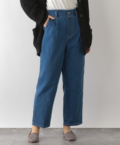 GLOBAL WORK Smile Seed Store(グローバルワーク スマイルシードストア)の「デニム起毛タックテーパードパンツ/115998(デニムパンツ・レディース・アイボリー/ブラック/ブルー/ライトブルー・SMALL/LARGE/MEDIUM/X-LARGE)」の3枚目の写真