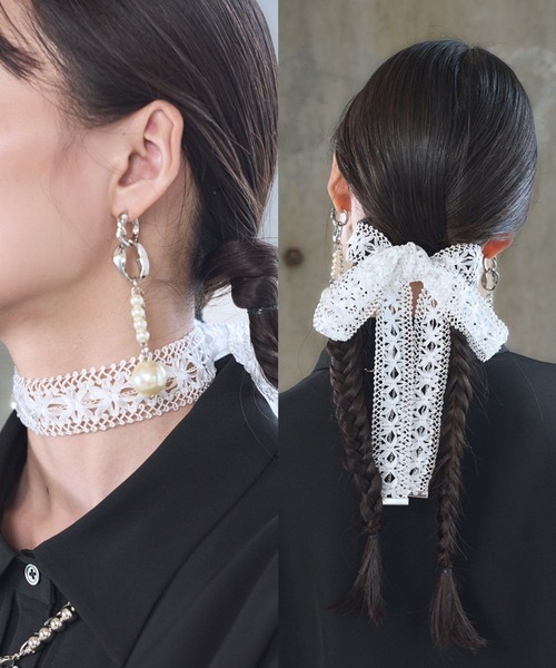 HARE（ハレ）の「マルチWAYレースリボンチョーカー(HARE)（チョーカー・レディース・ブラック/ホワイト・FREE）」の2枚目の写真