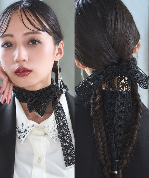 HARE（ハレ）の「マルチWAYレースリボンチョーカー(HARE)（チョーカー・レディース・ブラック/ホワイト・FREE）」の16枚目の写真