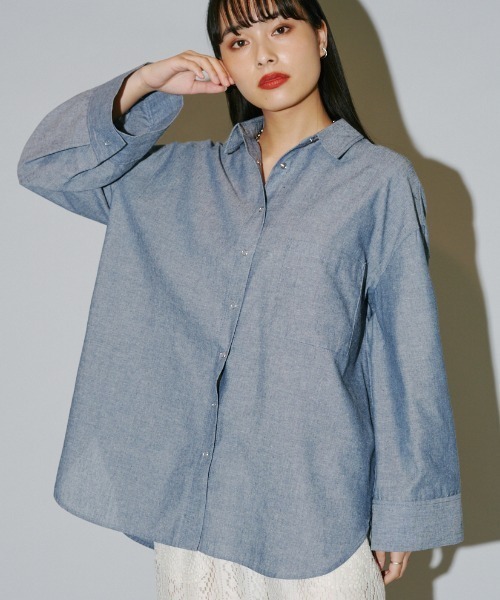 terrace(テラス)の「ワイドスリーブダンガリーシャツ(シャツ/ブラウス・レディース・ブラック/グレー/ブルー・MEDIUM)」の3枚目の写真