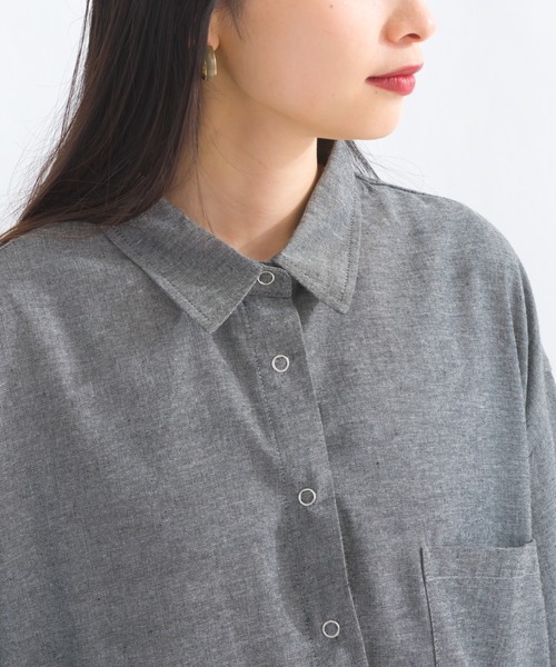 terrace(テラス)の「ワイドスリーブダンガリーシャツ(シャツ/ブラウス・レディース・ブラック/グレー/ブルー・MEDIUM)」の7枚目の写真