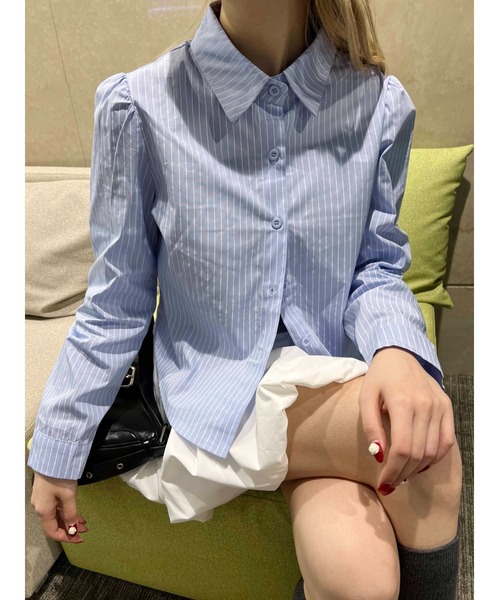 PHILLY(フィリー)の「【PHILLY】シンプルシャツ(シャツ/ブラウス・レディース・ホワイト系その他/ブルー/ホワイト・FREE)」の3枚目の写真