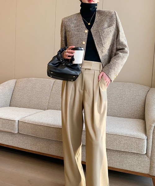 Coo+i(クーイ)の「ノーカラージャケット(ノーカラージャケット・レディース・ブラウン・M)」の15枚目の写真