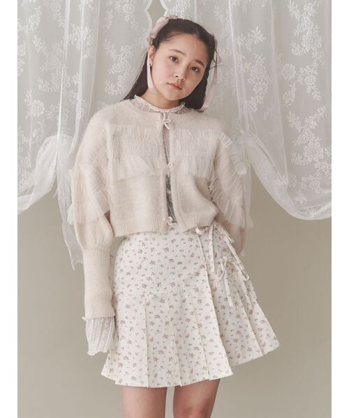 merry jenny（メリージェニー）の「シャーリングチュールニットカーディガン（カーディガン/ボレロ・レディース・ピンク/グレー/アイボリー・FREE）」の19枚目の写真