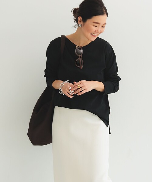 ATON（エイトン）の「【別注】ATON / DRY COTTON JERSEY ロングスリーブ Tシャツ（Tシャツ/カットソー・レディース・ホワイト/ブラック・ONE SIZE）」の12枚目の写真