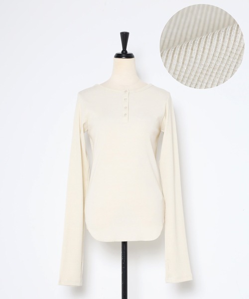 【セール】前後2WAYラメリブヘンリーネックプルオーバー(Tシャツ/カットソー)|Bonjour Sagan(ボンジュールサガン)