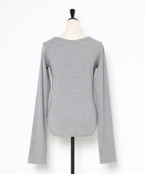 【セール】前後2WAYラメリブヘンリーネックプルオーバー(Tシャツ/カットソー)|Bonjour Sagan(ボンジュールサガン)