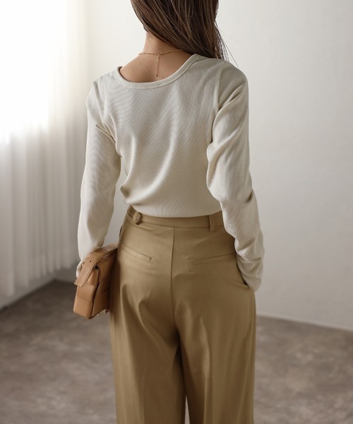 【セール】前後2WAYラメリブヘンリーネックプルオーバー(Tシャツ/カットソー)|Bonjour Sagan(ボンジュールサガン)