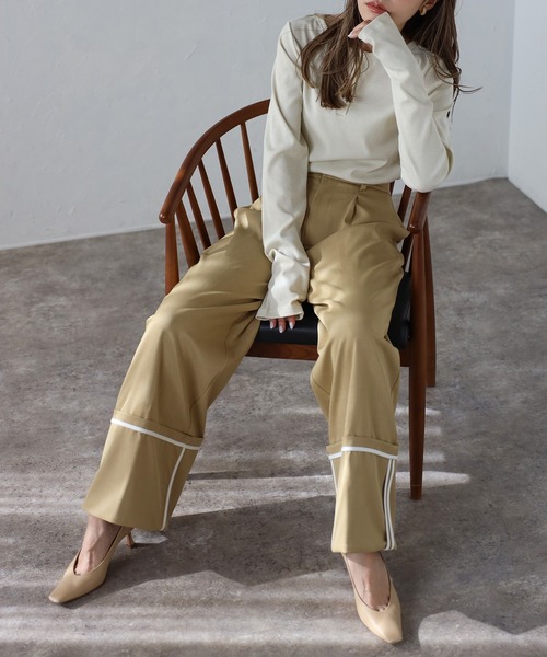 【セール】前後2WAYラメリブヘンリーネックプルオーバー(Tシャツ/カットソー)|Bonjour Sagan(ボンジュールサガン)