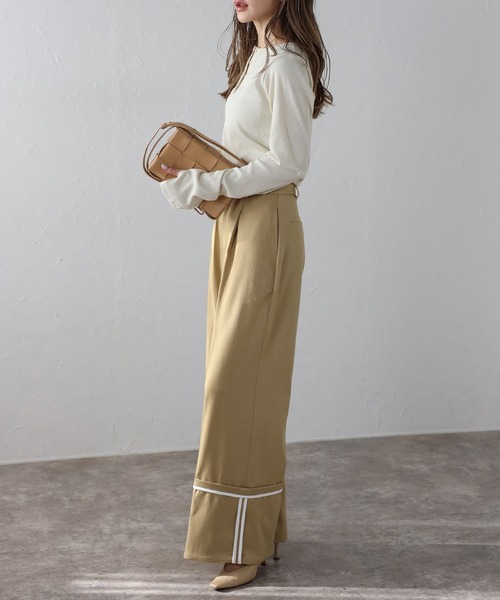 【セール】前後2WAYラメリブヘンリーネックプルオーバー(Tシャツ/カットソー)|Bonjour Sagan(ボンジュールサガン)