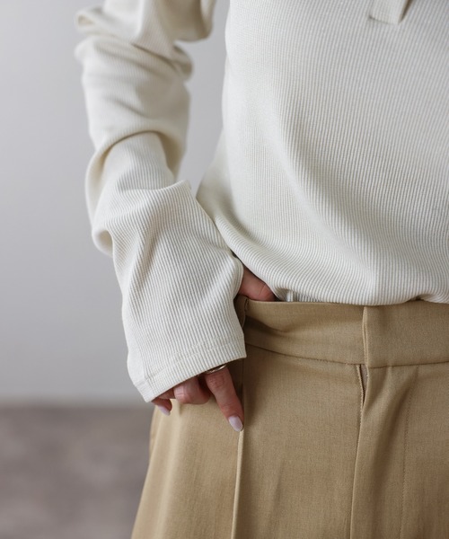 【セール】前後2WAYラメリブヘンリーネックプルオーバー(Tシャツ/カットソー)|Bonjour Sagan(ボンジュールサガン)