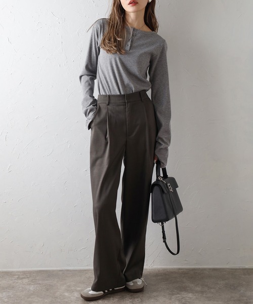 【セール】前後2WAYラメリブヘンリーネックプルオーバー(Tシャツ/カットソー)|Bonjour Sagan(ボンジュールサガン)