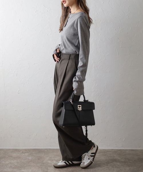 【セール】前後2WAYラメリブヘンリーネックプルオーバー(Tシャツ/カットソー)|Bonjour Sagan(ボンジュールサガン)