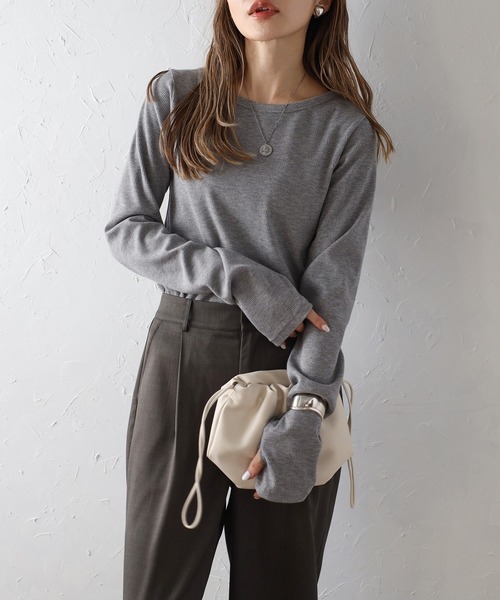 【セール】前後2WAYラメリブヘンリーネックプルオーバー(Tシャツ/カットソー)|Bonjour Sagan(ボンジュールサガン)