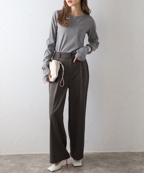 前後2WAYラメリブヘンリーネックプルオーバー（Tシャツ/カットソー