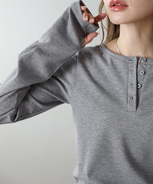 【セール】前後2WAYラメリブヘンリーネックプルオーバー(Tシャツ/カットソー)|Bonjour Sagan(ボンジュールサガン)