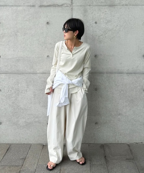 【セール】前後2WAYラメリブヘンリーネックプルオーバー(Tシャツ/カットソー)|Bonjour Sagan(ボンジュールサガン)