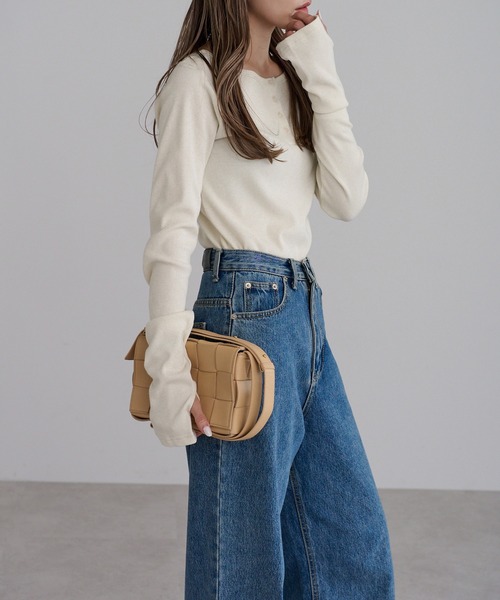 【セール】前後2WAYラメリブヘンリーネックプルオーバー(Tシャツ/カットソー)|Bonjour Sagan(ボンジュールサガン)