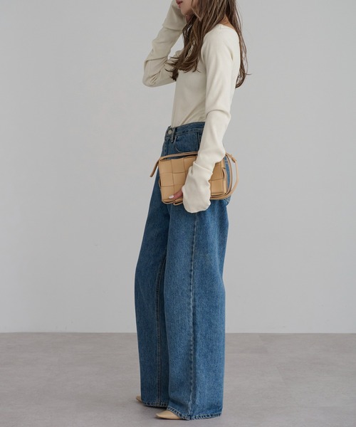 【セール】前後2WAYラメリブヘンリーネックプルオーバー(Tシャツ/カットソー)|Bonjour Sagan(ボンジュールサガン)