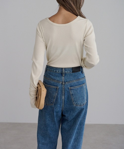 【セール】前後2WAYラメリブヘンリーネックプルオーバー(Tシャツ/カットソー)|Bonjour Sagan(ボンジュールサガン)