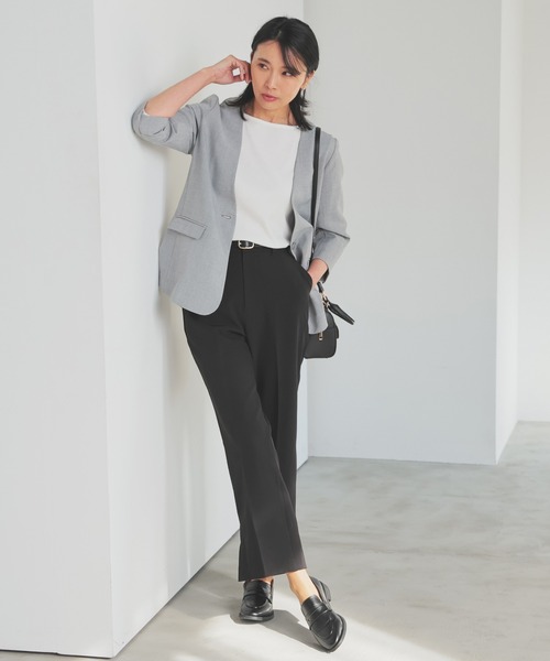 GLACIER lusso(グラシアルッソ)の「【ウォッシャブル・イージーケア】サイドスリットパンツ(スラックス・レディース・ブラック/ブルーグリーン/ネイビー/ベージュ・L/LL/M/S)」の15枚目の写真