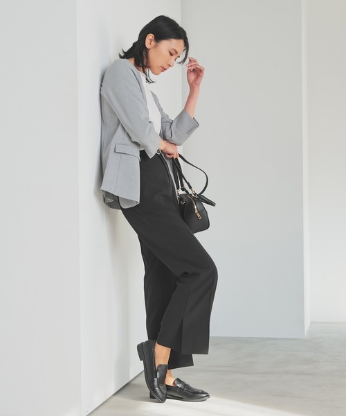 GLACIER lusso(グラシアルッソ)の「【ウォッシャブル・イージーケア】サイドスリットパンツ(スラックス・レディース・ブラック/ブルーグリーン/ネイビー/ベージュ・L/LL/M/S)」の16枚目の写真