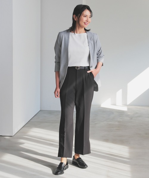 GLACIER lusso(グラシアルッソ)の「【ウォッシャブル・イージーケア】サイドスリットパンツ(スラックス・レディース・ブラック/ブルーグリーン/ネイビー/ベージュ・L/LL/M/S)」の17枚目の写真