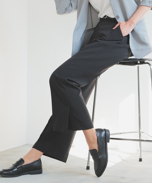 GLACIER lusso(グラシアルッソ)の「【ウォッシャブル・イージーケア】サイドスリットパンツ(スラックス・レディース・ブラック/ブルーグリーン/ネイビー/ベージュ・L/LL/M/S)」の21枚目の写真