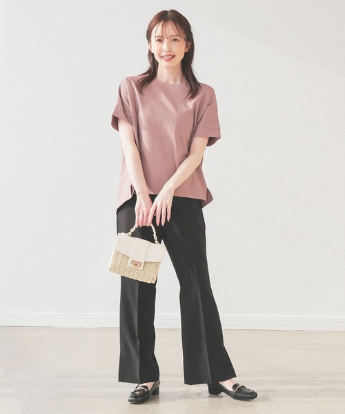 GLACIER lusso(グラシアルッソ)の「【ウォッシャブル・イージーケア】サイドスリットパンツ(スラックス・レディース・ブラック/ブルーグリーン/ネイビー/ベージュ・L/LL/M/S)」の11枚目の写真