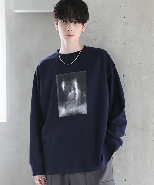 グラフィックプリント梨地ロングスリーブTシャツ（Tシャツ
