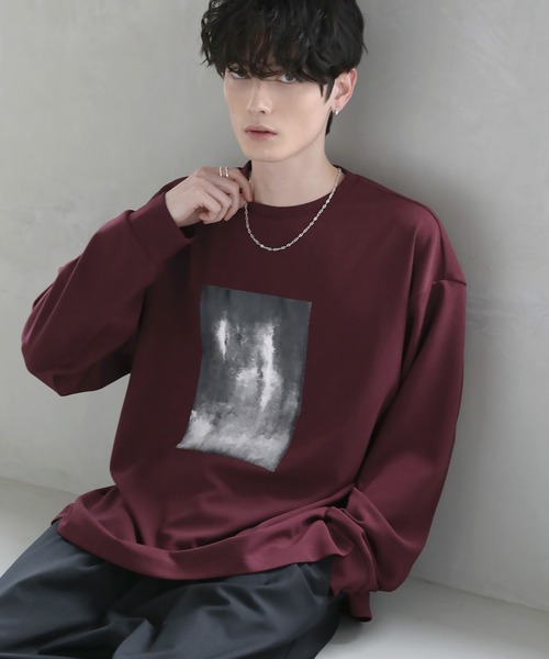 ETELIO(エテリオ)の「グラフィックプリント梨地ロングスリーブTシャツ(Tシャツ/カットソー・メンズ・ホワイト/ネイビー/ワイン/ブラック・XL/L/M/S)」の8枚目の写真