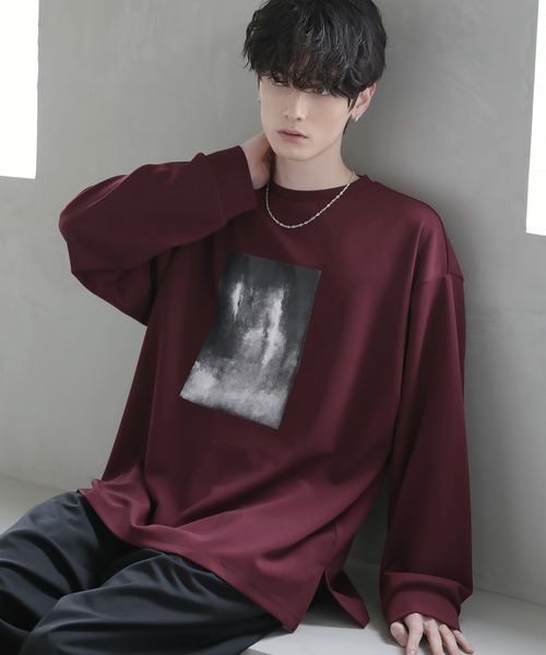 ETELIO(エテリオ)の「グラフィックプリント梨地ロングスリーブTシャツ(Tシャツ/カットソー・メンズ・ホワイト/ネイビー/ワイン/ブラック・XL/L/M/S)」の9枚目の写真