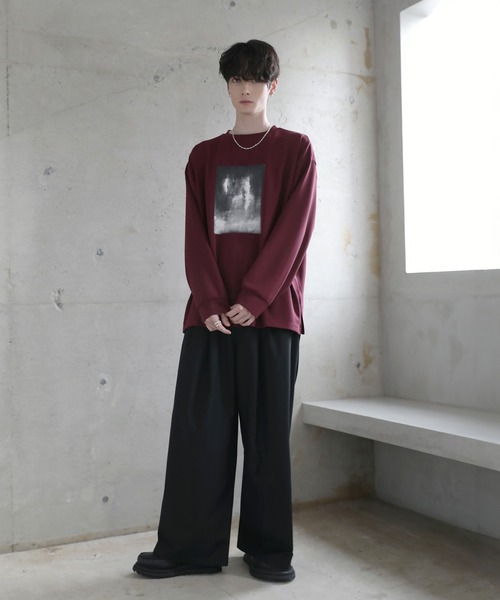 ETELIO(エテリオ)の「グラフィックプリント梨地ロングスリーブTシャツ(Tシャツ/カットソー・メンズ・ホワイト/ネイビー/ワイン/ブラック・XL/L/M/S)」の10枚目の写真