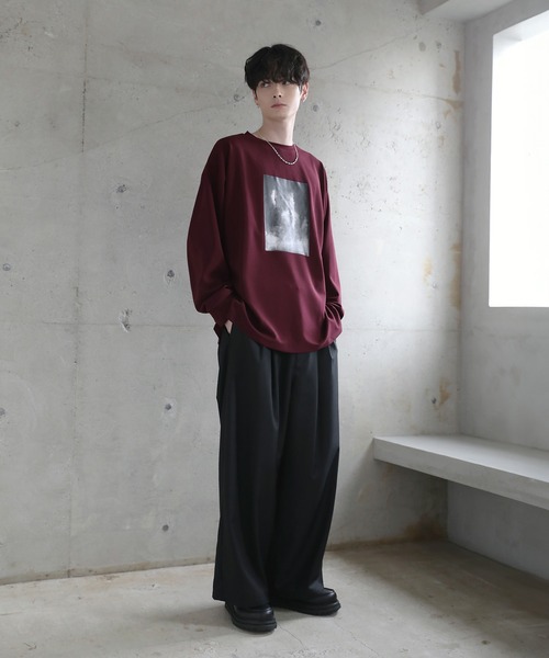 ETELIO(エテリオ)の「グラフィックプリント梨地ロングスリーブTシャツ(Tシャツ/カットソー・メンズ・ホワイト/ネイビー/ワイン/ブラック・XL/L/M/S)」の11枚目の写真
