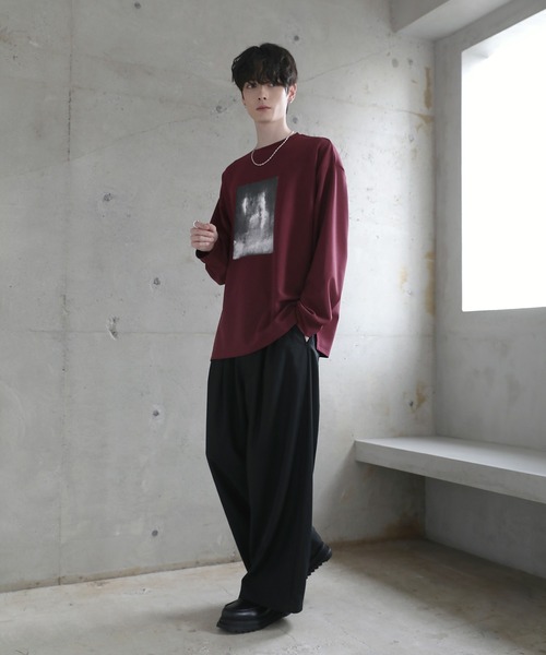 ETELIO(エテリオ)の「グラフィックプリント梨地ロングスリーブTシャツ(Tシャツ/カットソー・メンズ・ホワイト/ネイビー/ワイン/ブラック・XL/L/M/S)」の13枚目の写真