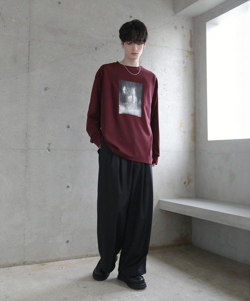 ETELIO(エテリオ)の「グラフィックプリント梨地ロングスリーブTシャツ(Tシャツ/カットソー・メンズ・ホワイト/ネイビー/ワイン/ブラック・XL/L/M/S)」の14枚目の写真