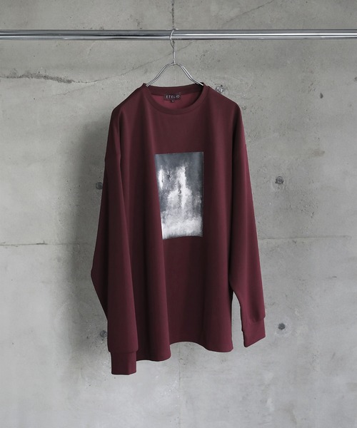 グラフィックプリント梨地ロングスリーブTシャツ（Tシャツ